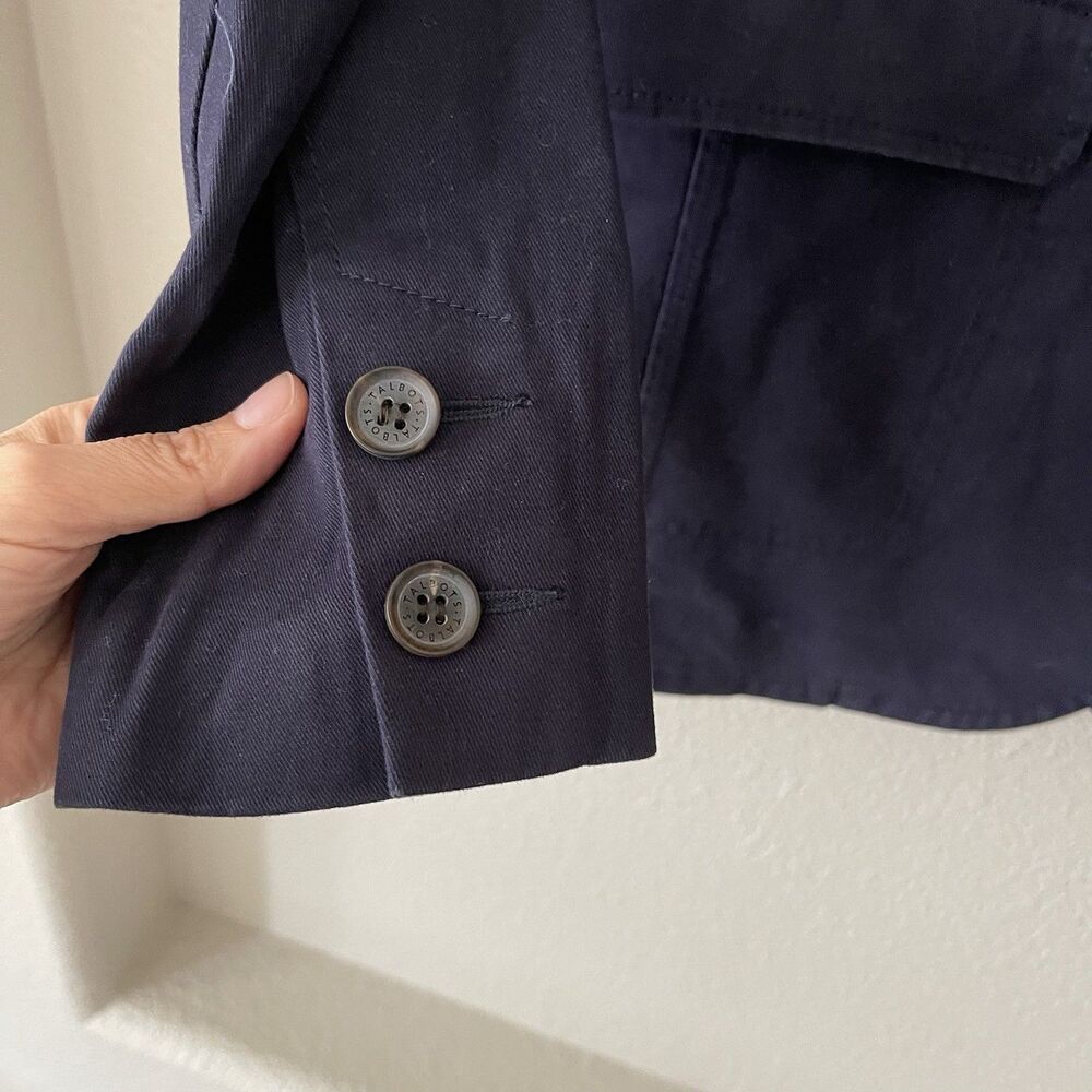 Talbots Blazer Jacket Sz 2 Navy Blue Two Button Flap Pocket Office Siren Work - Picture 6 of 14